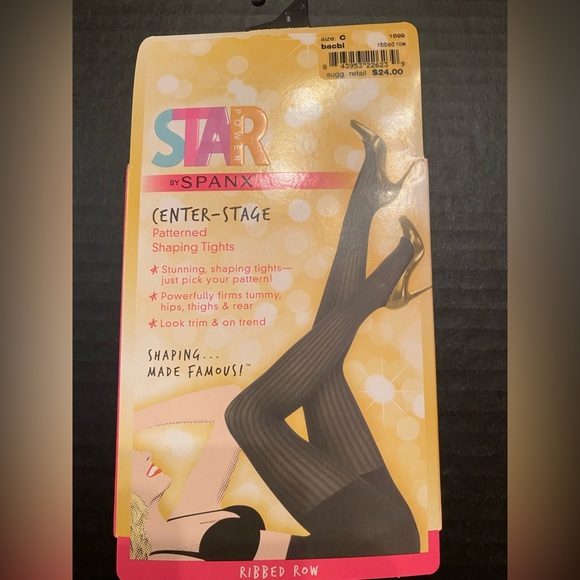 Star Power By Spanx 3 Pair Enter-Stage Patterned Ribbed Row Shaping Tights Sz C - Picture 2 of 6